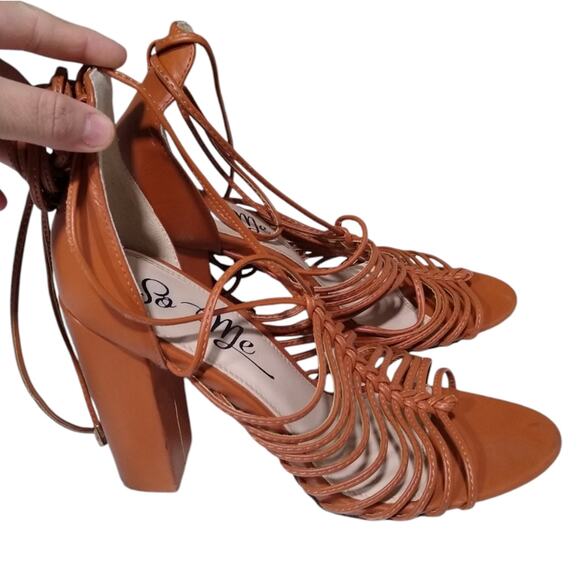 [H231] Tan Strappy Heels, Size 10 - Picture 1 of 6